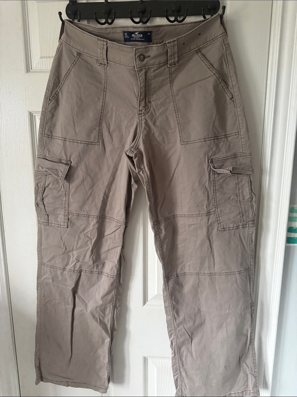 Hollister Women's Cargo Pants in Light Taupe
